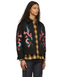 Awake NY Black Twin Dragon Harrington Jacket