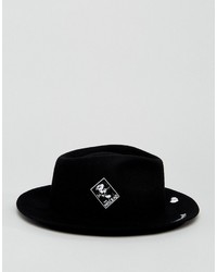 Asos Narrow Brim Fedora Hat With Print