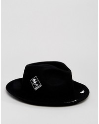 Asos Narrow Brim Fedora Hat With Print