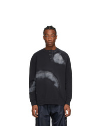 Black Print Henley Sweater