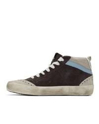 Golden Goose Grey Suede Glitter Mid Star Sneakers