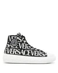 Versace Logo Print High Top Sneakers