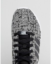 adidas Originals Black Print Zx Flux Sneakers With Side Stripes