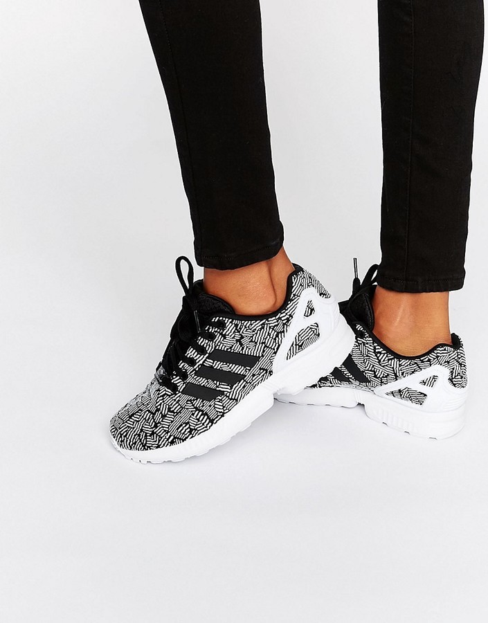 adidas Originals Black Print Flux Sneakers Side Stripes, $100 | Asos |