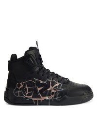 Giuseppe Zanotti Talon Graffiti Print Leather Sneakers