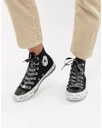 Converse X Miley Cyrus Chuck Taylor Hi Trainers In Black And White Bandana