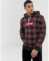 Levi's Batwing Logo Check Hoodie In Blackred