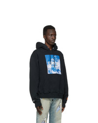 Heron Preston Black And Blue Heron Hoodie