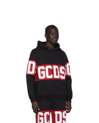 Gcds Black And Red Band Logo Hoodie