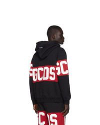 Gcds Black And Red Band Logo Hoodie