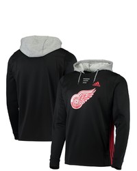 adidas Black Detroit Red Wings Skate Lace Roready Pullover Hoodie