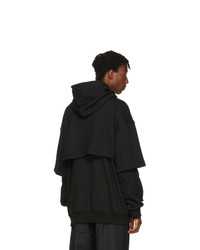 D.gnak By Kang.d Black Double Layered Hoodie
