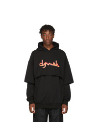 D.gnak By Kang.d Black Double Layered Hoodie