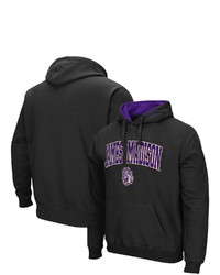 Colosseum Black James Madison Dukes Arch And Logo Pullover Hoodie