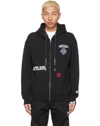AAPE BY A BATHING APE Black Logo Patched Zip Up Sweater