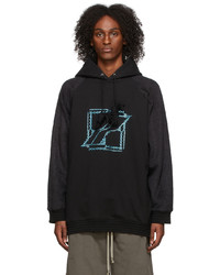 We11done Black Logo Wappen Button Hoodie