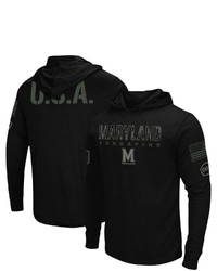 Colosseum Black Maryland Terrapins Oht Military Appreciation Hoodie Long Sleeve T Shirt At Nordstrom
