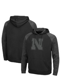 Colosseum Black Nebraska Huskers Blackout 30 Tonal Raglan Pullover Hoodie