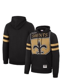 Mitchell & Ness Black New Orleans Saints Big Face Historic Logo Pullover Hoodie