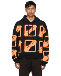 We11done Black Orange Big Logo All Over Hoodie