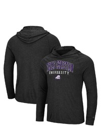 Colosseum Black Tcu Horned Frogs Campus Raglan Long Sleeve Hoodie T Shirt In Heather Charcoal At Nordstrom