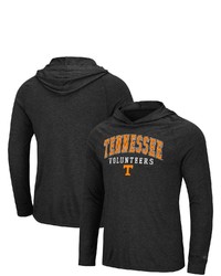 Colosseum Black Tennessee Volunteers Campus Long Sleeve Hooded T Shirt In Heather Charcoal At Nordstrom