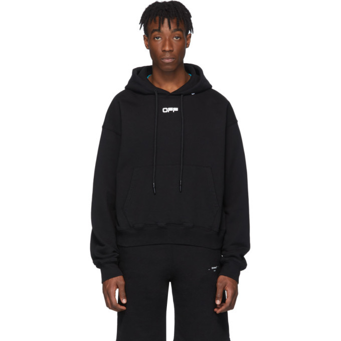 Off-White Black Wavy Line Logo Hoodie, $382 | SSENSE | Lookastic