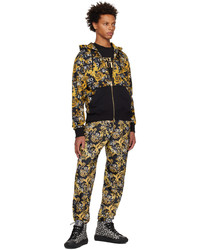 VERSACE JEANS COUTURE Black Yellow Printed Hoodie