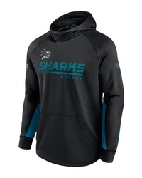 FANATICS Branded Black San Jose Sharks Authentic Pro Locker Room Raglan Pullover Hoodie