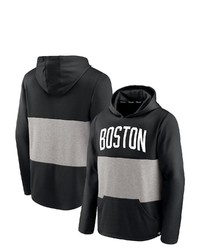 FANATICS Branded Blackheathered Gray Boston Celtics Linear Logo Comfy Colorblock Tri Blend Pullover Hoodie