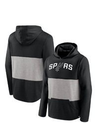 FANATICS Branded Blackheathered Gray San Antonio Spurs Linear Logo Comfy Colorblock Tri Blend Pullover Hoodie