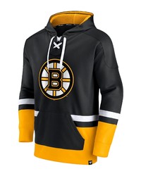 FANATICS Branded David Pastrnak Blackgold Boston Bruins Player Lace Up V Neck Pullover Hoodie