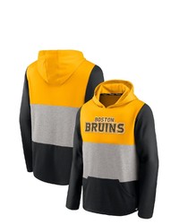 FANATICS Branded Goldblack Boston Bruins Prep Color Block Pullover Hoodie