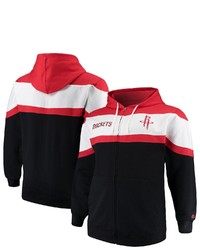 FANATICS Branded Redblack Houston Rockets Big Tall Colorblock Wordmark Tripod Full Zip Hoodie