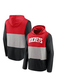 FANATICS Branded Redblack Houston Rockets Linear Logo Comfy Colorblock Tri Blend Pullover Hoodie