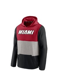 FANATICS Branded Redblack Miami Heat Linear Logo Comfy Colorblock Tri Blend Pullover Hoodie