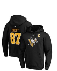 FANATICS Branded Sidney Crosby Black Pittsburgh Penguins Authentic Stack Player Name Number Pullover Hoodie At Nordstrom