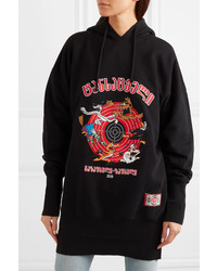 Vetements Cartoon Oversized Embroidered Cotton Jersey Hoodie