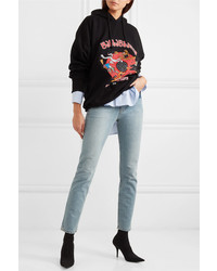 Vetements Cartoon Oversized Embroidered Cotton Jersey Hoodie