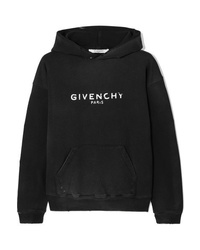 Givenchy Distressed Printed Cotton Jersey Hoodie