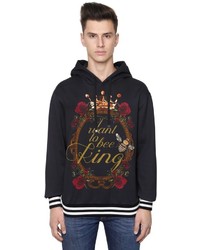 Dolce & Gabbana Bee King Print Cotton Hooded Sweatshirt