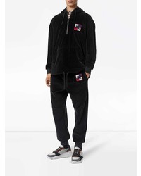Burberry Embroidered Chequer Ekd Velour Hoodie