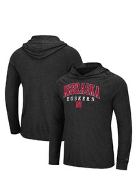 Colosseum Heathered Charcoal Nebraska Huskers Campus Long Sleeve Hooded T Shirt In Heather Charcoal At Nordstrom
