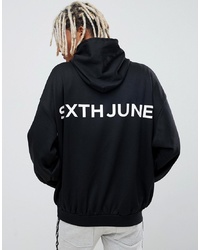 Sixth June Hoodie In Black With Back Logo