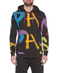 ELEVENPARIS Knit Graffiti Graphic Hoodie In Black Graffitti Aop At Nordstrom