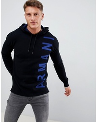 Armani Exchange Knitted Logo Hoodie In Black