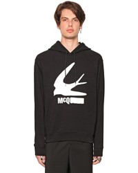 McQ by Alexander McQueen Hooded Swallow Printed Cotton Sweatshirt