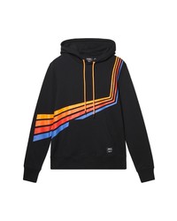 Wesc Mike Retro Stripe Cotton Hoodie In Black At Nordstrom