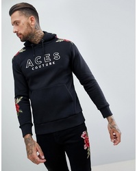 Aces Couture Muscle Hoodie With Rose Detail