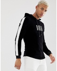 ASOS DESIGN Muscle Velour Hoodie With Text Slogan Print And S